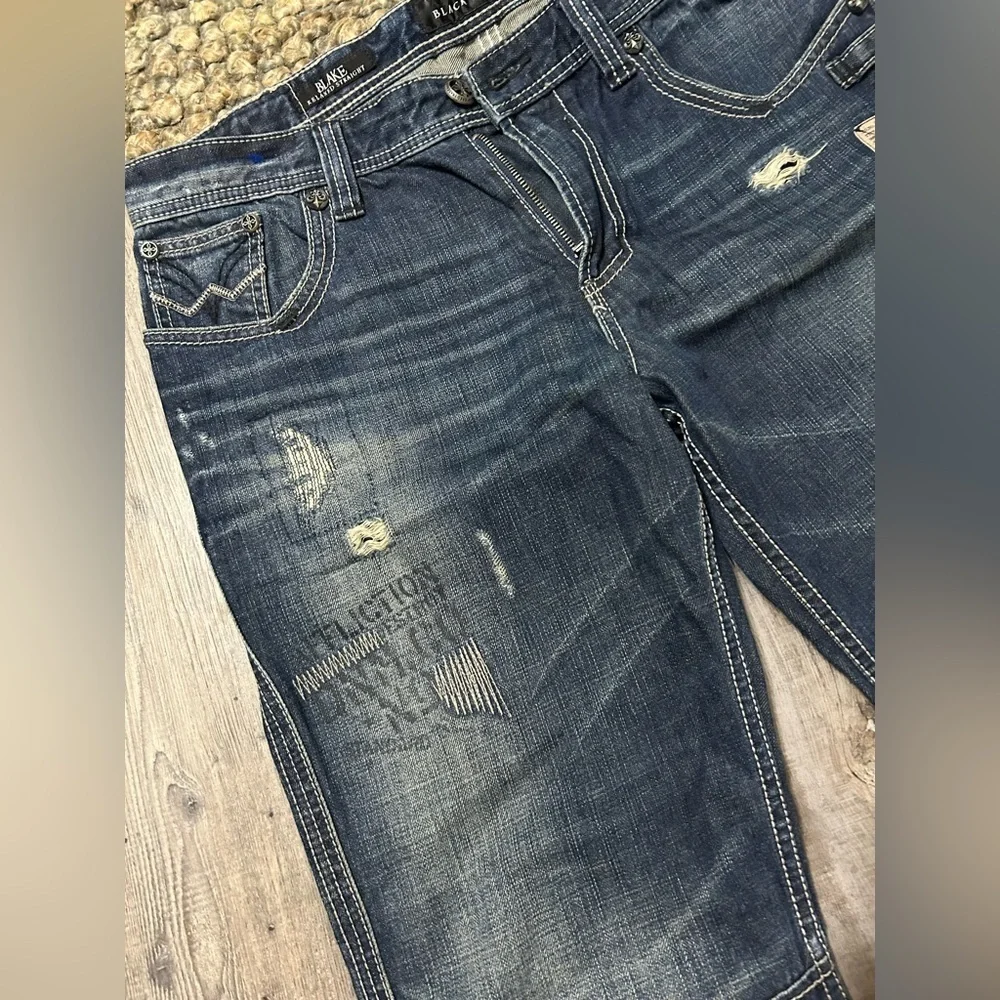 Affliction Black Premium Blake Relaxed straight Distressed Jeans Dark wash